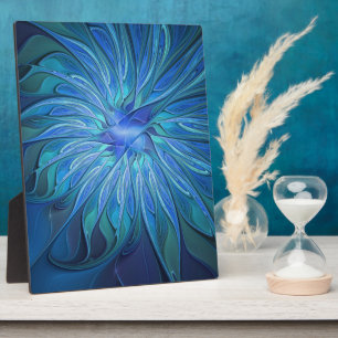 Plaque Photo Imaginaire Fleur Bleue Motif, Art Fractal Abstrait