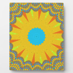 Plaque Photo Impression Cyan et Gold Mandala Art