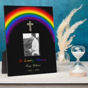 Plaque Photo In Love Memory LGBT Pride Rainbow Cross Photo
