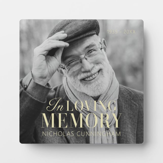 Plaque Photo In Love Memory Modern Elegant Photo Memorial (Devant)