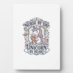Plaque Photo Infirmière Licorne de jour Licorne de cœur Fond bl