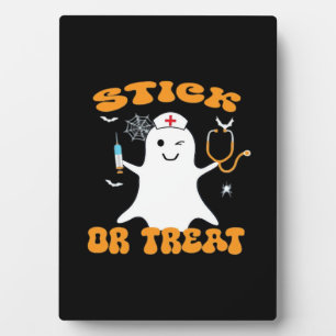 Plaque Photo Infirmière Stick or Treat Drôle de Costume Hallowe