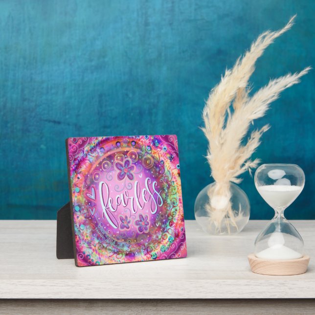 Plaque Photo Inspirant Joli Floral Violet sans peur Boho (Insitu)