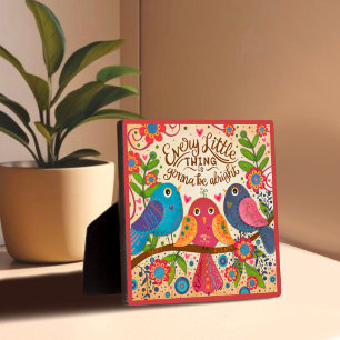 Plaque Photo Inspirational Three Birds Fun Cute Collab Citation