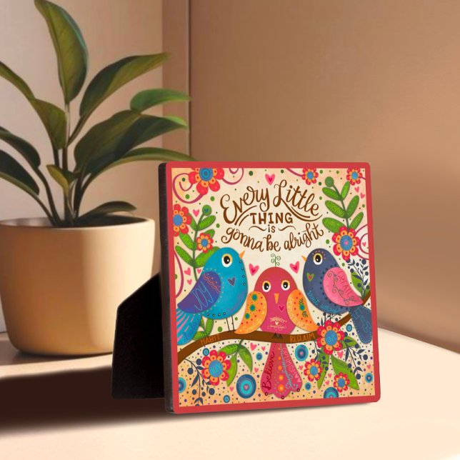 Plaque Photo Inspirational Three Birds Fun Cute Collab Citation (Créateur téléchargé)