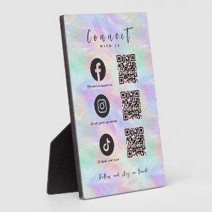 Plaque Photo Iridescal Facebook Instagram Tiktok QR Code
