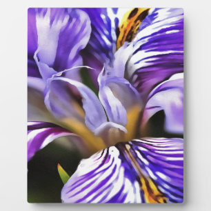 Plaque Photo Iris In Violet Lilac and Purple Botanical Art
