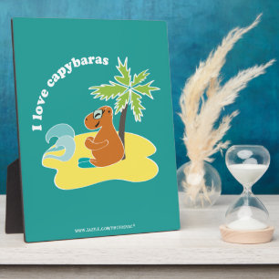 Plaque Photo J'aime l'art de plage tropical des capybaras