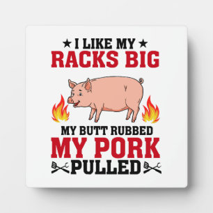 Plaque Photo J'aime Mes Râteliers Gros BBQ, Citation Porc Fessi