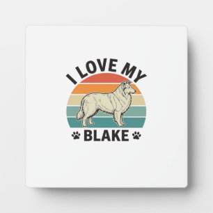 Plaque Photo J'aime mon chien Blake rétro gravure Design_1