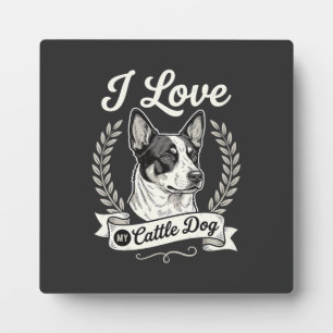 Plaque Photo J'aime mon chien de troupeau Chien vintage amoureu