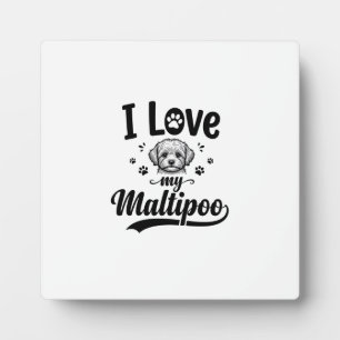 Plaque Photo J'aime mon design de chien vintage gravure Maltipo
