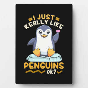 Plaque Photo J'Aime Vraiment Les Pingouins