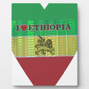 Plaque Photo Je cœur drapeau - Amour Éthiopie   Rouge Or Vert H