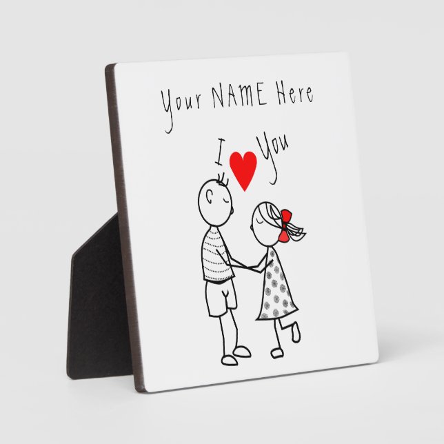 Plaque Photo Je t'aime - Couple mignon - Texte personnalisé / N (Recto)