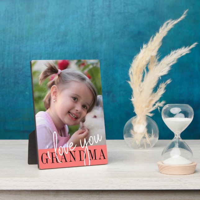 Plaque Photo Je t'aime Grand-mère Photo personnalisée (Côté)