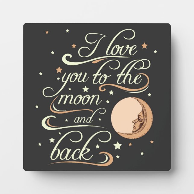 Plaque Photo Je T'Aime Sur La Lune Et Sur Le Dos Noir (Devant)