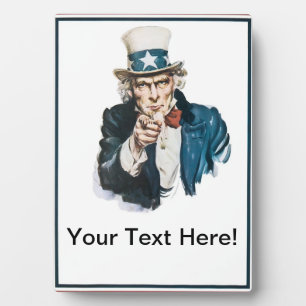 Plaque Photo Je Veux Que Vous, Oncle Sam Ajoutez Votre Texte Cu
