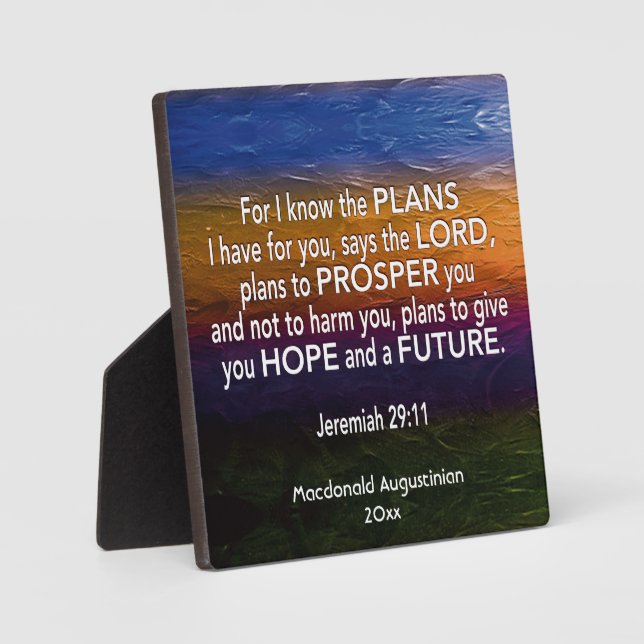 PLAQUE PHOTO JEREMIAH 29:11 (Recto)