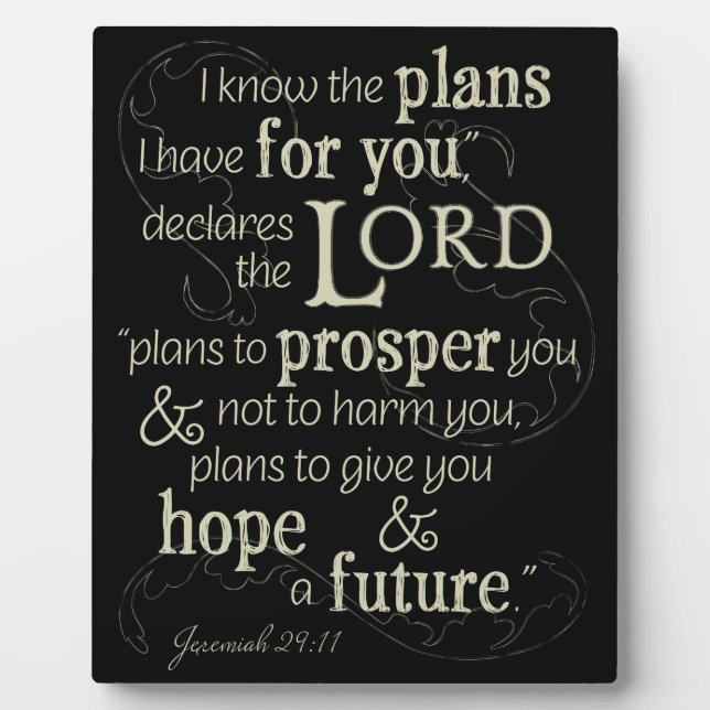 Plaque Photo Jérémie 29:11 Je connais les plans que j'ai pour v (Devant)