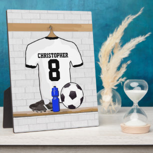Plaque Photo Jersey de football noir blanc personnalisé