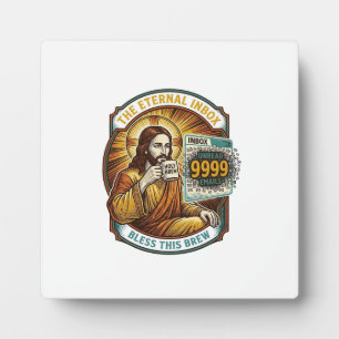 Plaque Photo Jésus 9999 Emails Non Lus Boîte de Réception Zéro