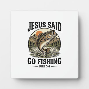 Plaque Photo Jésus a dit allez pêcher Vintage Bass Chrétien