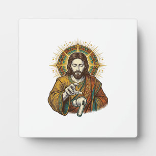 Plaque Photo Jésus a laissé tomber son écouteur sans fil sous l