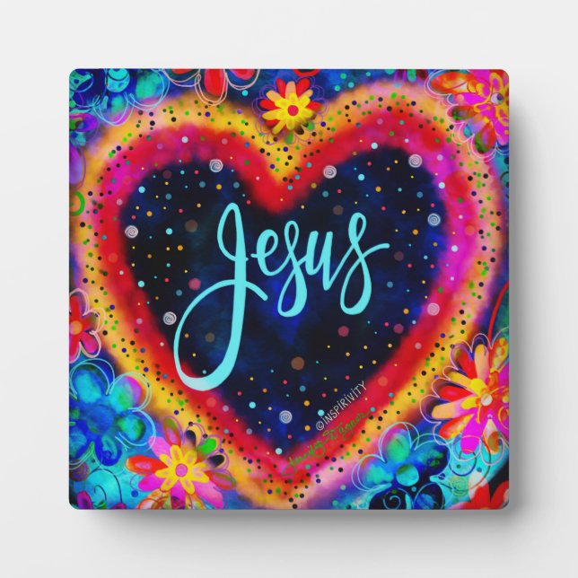 Plaque Photo Jésus Couleur Coeur Inspiration Inspiritisme Easel (Devant)