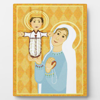 Plaque Photo Jésus et Marie Rosaire
