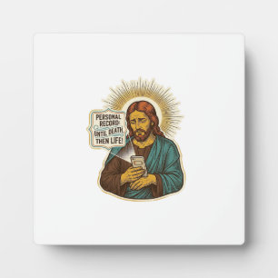 Plaque Photo Jésus Téléphone Mort Pas De Musique Humour De Gym 