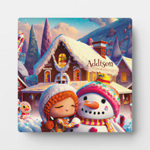 Plaque Photo Jeu d'argile de Noël Pain d'épices Snowman hiver