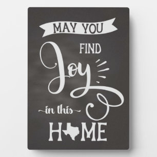 Plaque Photo Joie dans ce Home Texas Style - Chalkboard