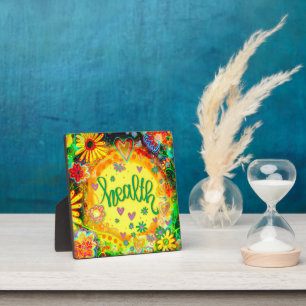 Plaque Photo Joli jaune Floral Téléphone Inspirivité Santé