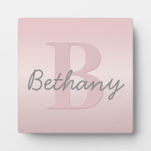 Plaque Photo Joli Monogramme rose personnalisable et votre nom 