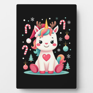 Plaque Photo Joli T-Shirt de Noël Filles Femmes Xmas Licorne Ce