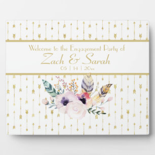 Plaque Photo Jolie Boho Bouquet Engagement Party Table