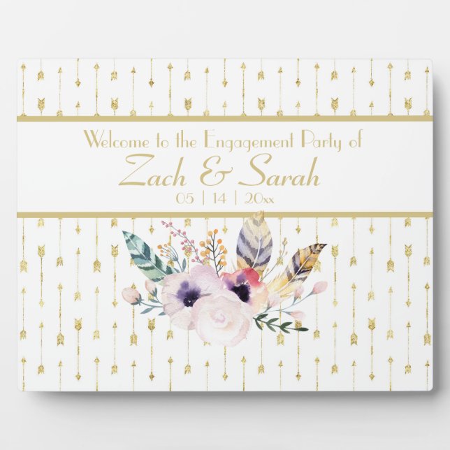 Plaque Photo Jolie Boho Bouquet Engagement Party Table (Devant)