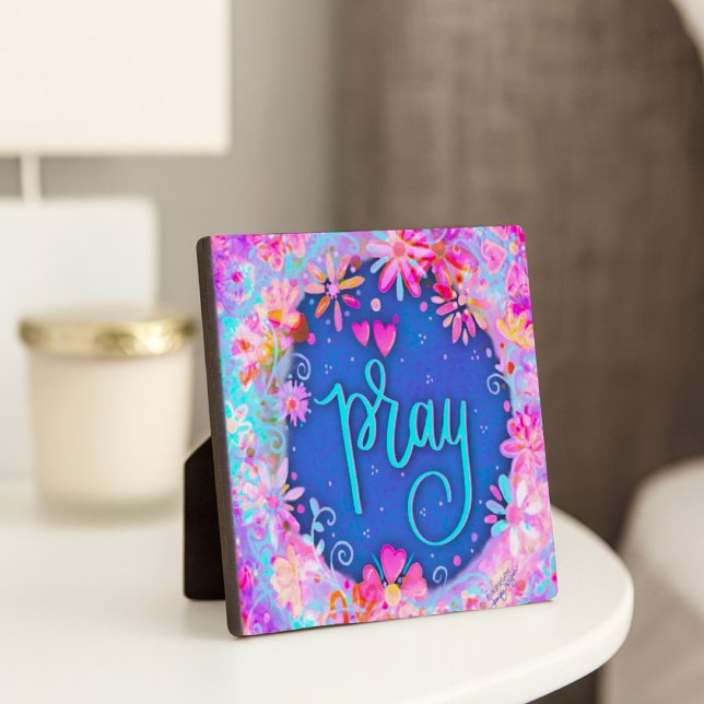 Plaque Photo Jolie florale BoHo rose Pray Inspirivity (Créateur téléchargé)