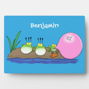 Plaque Photo Jolie grenouilles drôles bubblegum dessin animé il