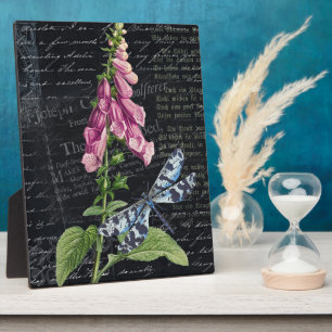 Plaque Photo Jolie table fleurie et papillon botanique vintage