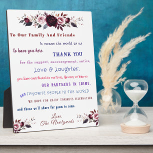 Plaque Photo Jolies Roses Rouges et Roses de Mariage Merci