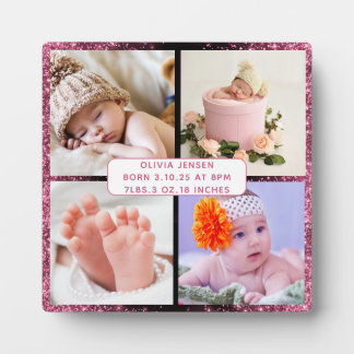 Plaque Photo Jolies statistiques de naissance de bébé fille nou