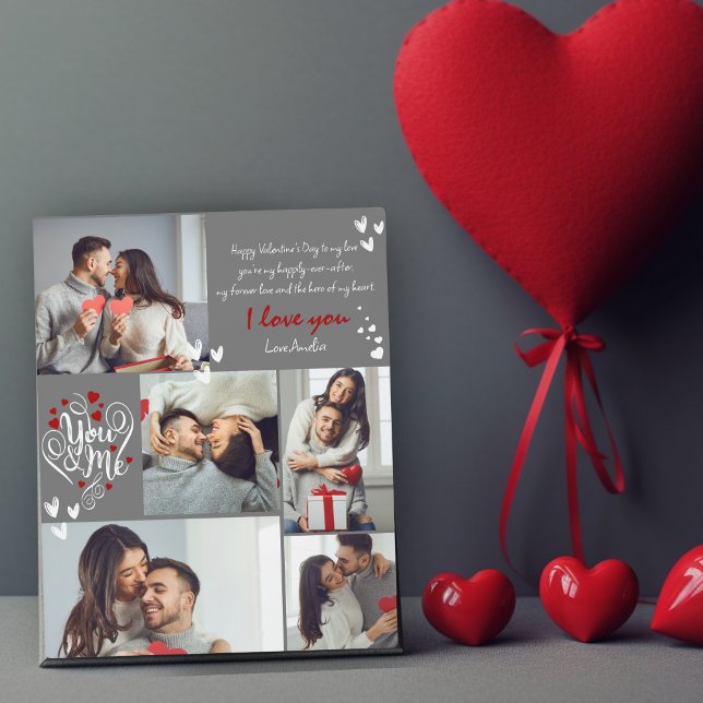 Plaque Photo Jour de Valentines couple Photos collage rouge et  (Créateur téléchargé)