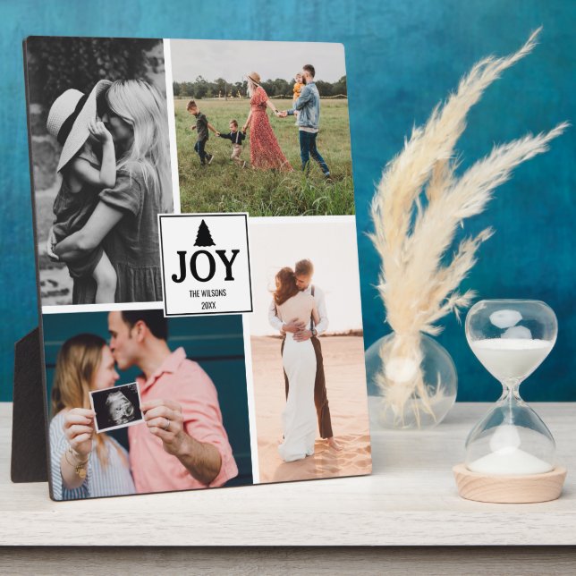 Plaque Photo Joy Christmas Family Photo Collage Noël  (Côté)