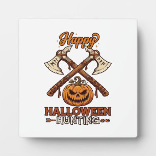 Plaque Photo Joyeuse chasse d'Halloween Haches croisées Citroui