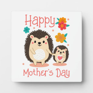 Plaque Photo Joyeuse Fête des Mères Maman et bébé Hérisson