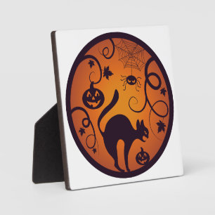 Plaque Photo Joyeuse lanterne d'Halloween araignées et chauves-