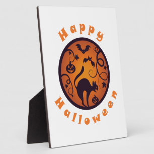 Plaque Photo Joyeuse lanterne d'Halloween araignées et chauves-
