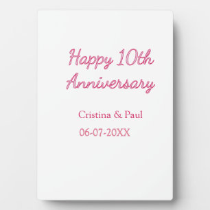 Plaque Photo Joyeux 10ème anniversaire de mariage simple nom mi